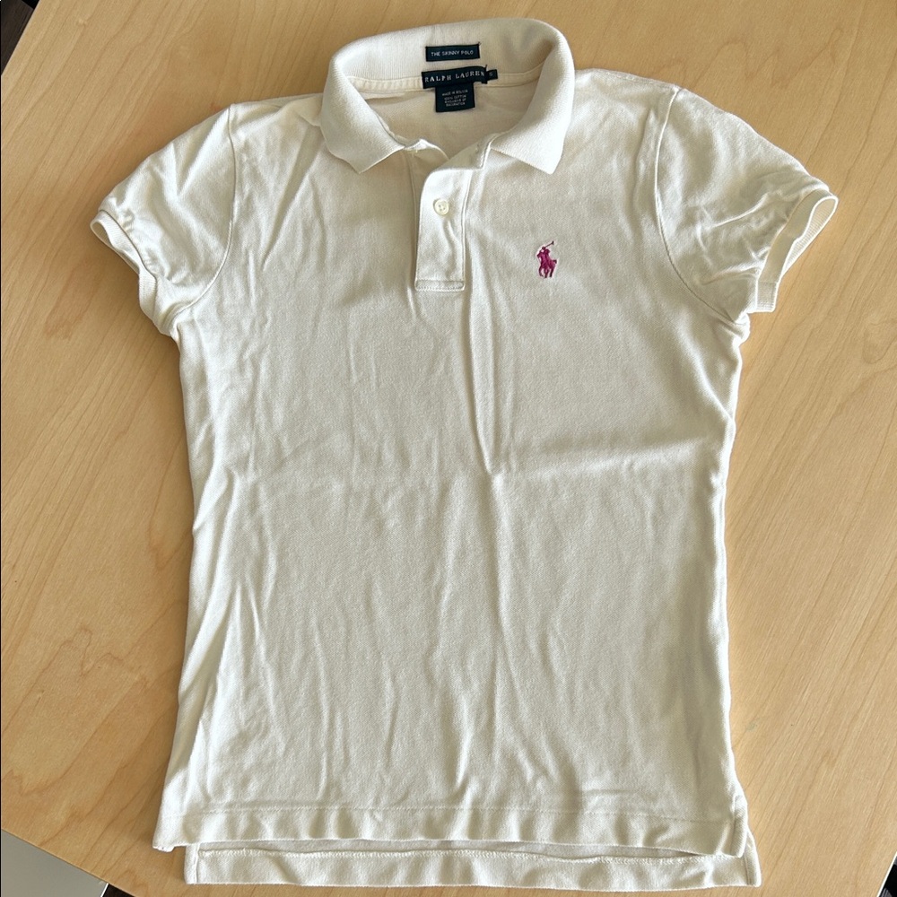 Ralph Lauren Cream Polo with Pink logo